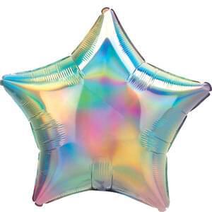 Pastel Rainbow Iridescent Star Shape Foil Balloons