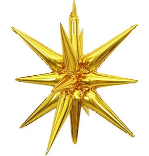 22" One Piece Foil Balloon Starburst - Gold