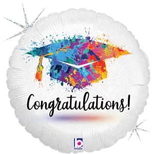 18"  Painterly Grad Congratulations Glitter Holographic