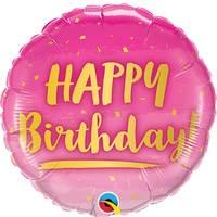 Happy Birthday Gold & Pink Foil Balloons