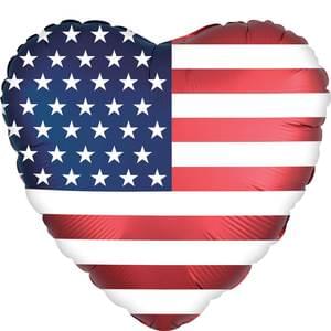 Satin Infused Heart Flag 18"