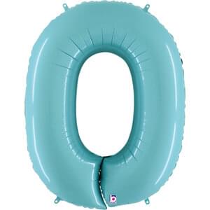 Pastel Blue 34" Number 0 Foil Balloon