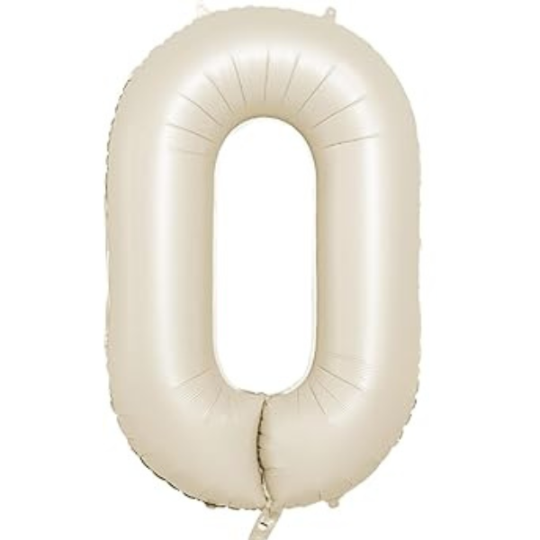 Cream 40" Number 0 Foil Balloon