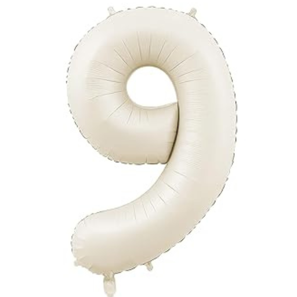 Cream 40" Number 9 Foil Balloon