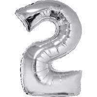 Silver 34" Number 2 Foil Balloon