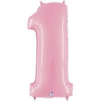 Pastel Pink 34" Number 1 Foil Balloon