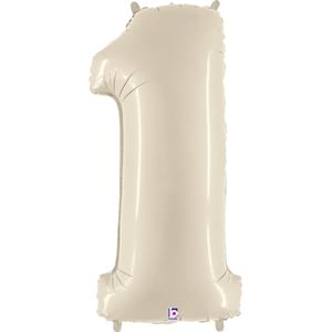 Cream 34" Number 1 Foil Balloon