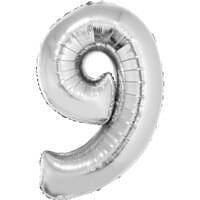 Silver 34" Number 9 Foil Balloon