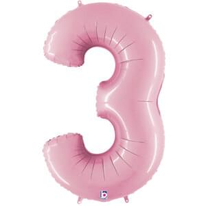 Pastel Pink 34" Number 3 Foil Balloon