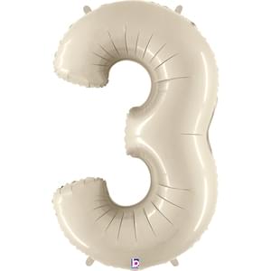 Cream 34" Number 3 Foil Balloon