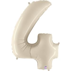 Cream 34" Number 4 Foil Balloon