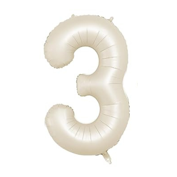 Cream 40" Number 3 Foil Balloon