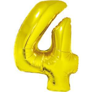 Gold 34" Number 4 Foil Balloon