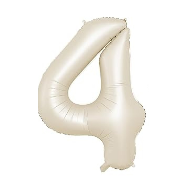 Cream 40" Number 4 Foil Balloon