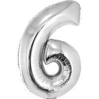 Silver 34" Number 6 Foil Balloon