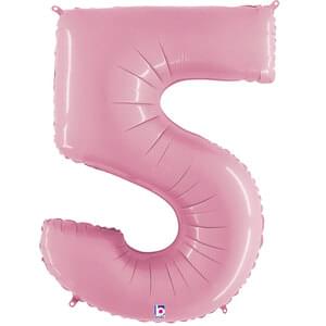 Pastel Pink 34" Number 5 Foil Balloon