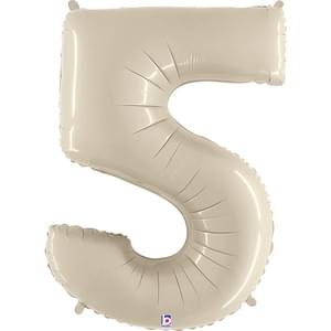 Cream 34" Number 5 Foil Balloon