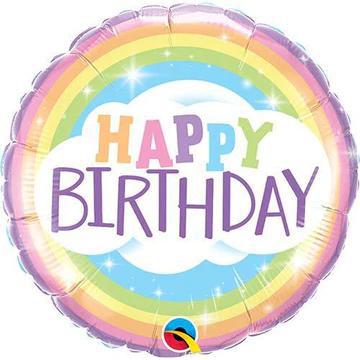 Happy Birthday Pastel Rainbow Balloons