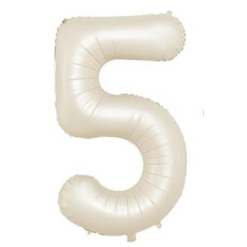 Cream 40" Number 5 Foil Balloon