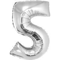 Silver 34" Number 5 Foil Balloon