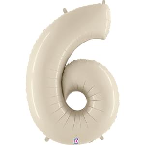 Cream 34" Number 6 Foil Balloon