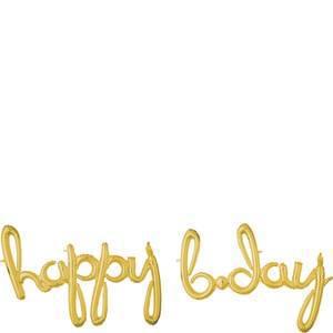 Happy Bday Gold Script Phrase