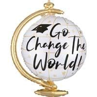 23" Graduation Foil - Go Change The World Globe Super Shape