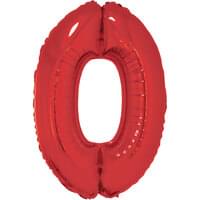 Red 32" Number 0 Foil Balloon