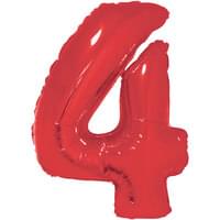 Red 32" Number 4 Foil Balloon