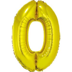 Gold 34" Number 0 Foil Balloon