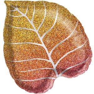 21" Glitter Fall Ombre Leaf Shape