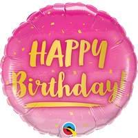 18" Happy Birthday Gold & Pink Foil
