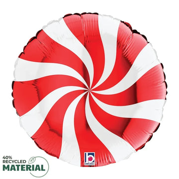 18" Swirly White and Red Foil Balloon