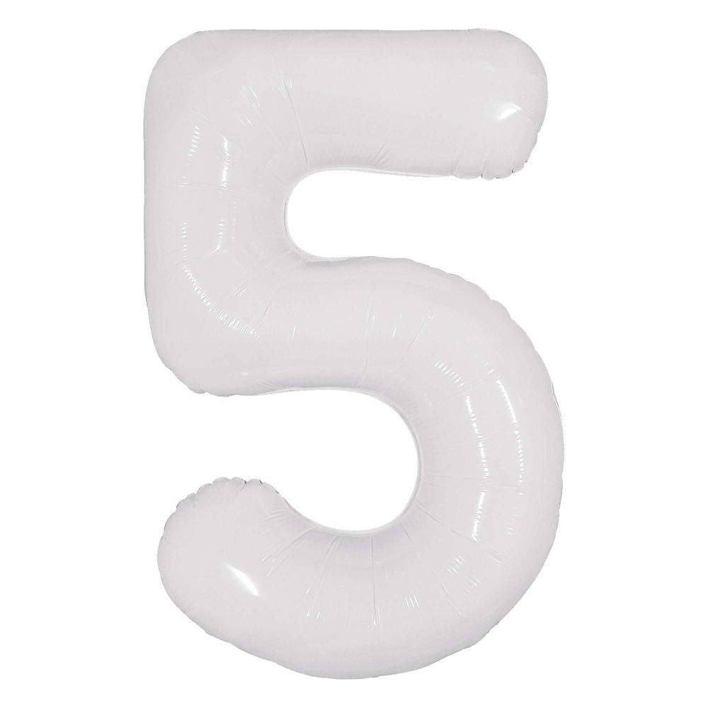 White 32" Number 5 Foil Balloon