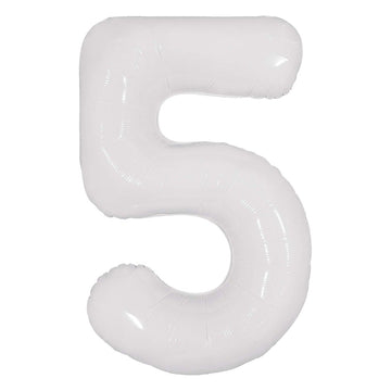 White 32" Number 5 Foil Balloon