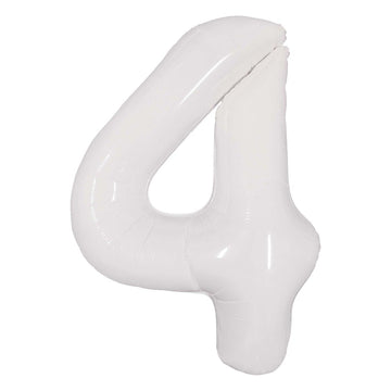 White 32" Number 4 Foil Balloon