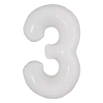 White 32" Number 3 Foil Balloon