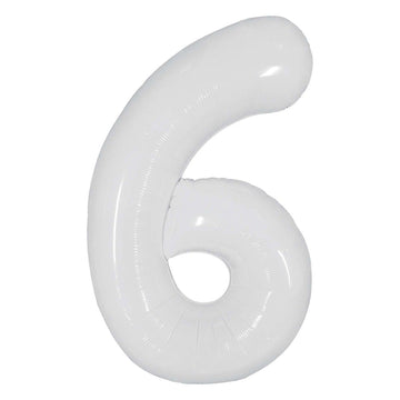 White 32" Number 6 Foil Balloon