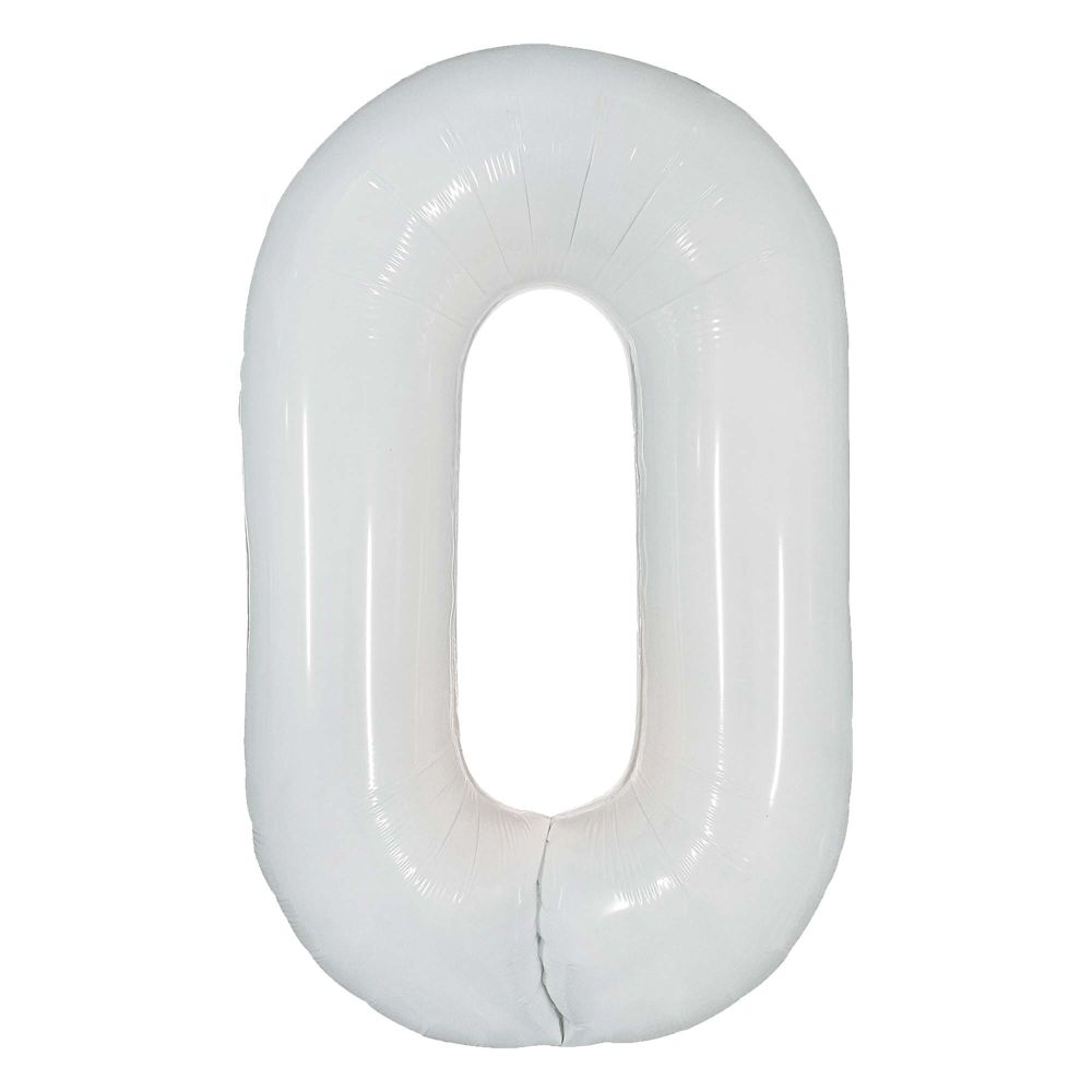 White 32" Number 0 Foil Balloon