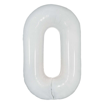 White 32" Number 0 Foil Balloon