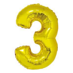 Gold 34" Number 3 Foil Balloon