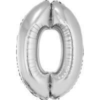 Silver 34" Number 0 Foil Balloon