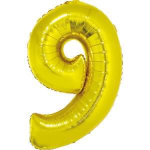 Gold 34" Number 9 Foil Balloon