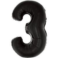 Black 34" Number 3 Foil Balloon