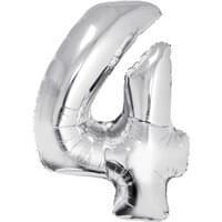 Silver 34" Number 4 Foil Balloon