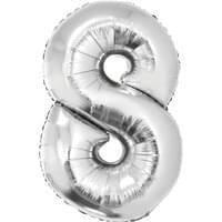 Silver 34" Number 8 Foil Balloon