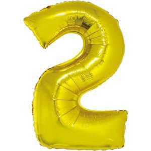 Gold 34" Number 2 Foil Balloon