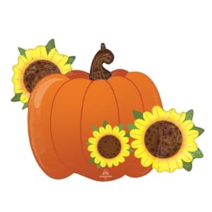 31" Welcome Fall Pumpkin and Flowers Super Shape