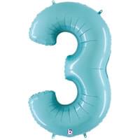 Pastel Blue 34" Number 3 Foil Balloon
