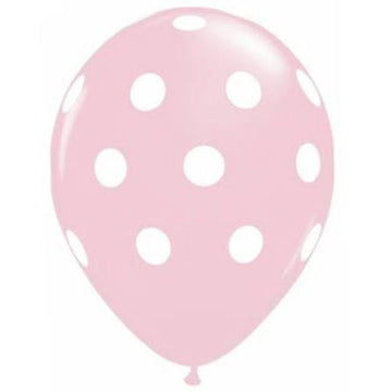 Pastel Matte Pink Polka Dots White in Pink - 11 inch 10ct  Sempertex